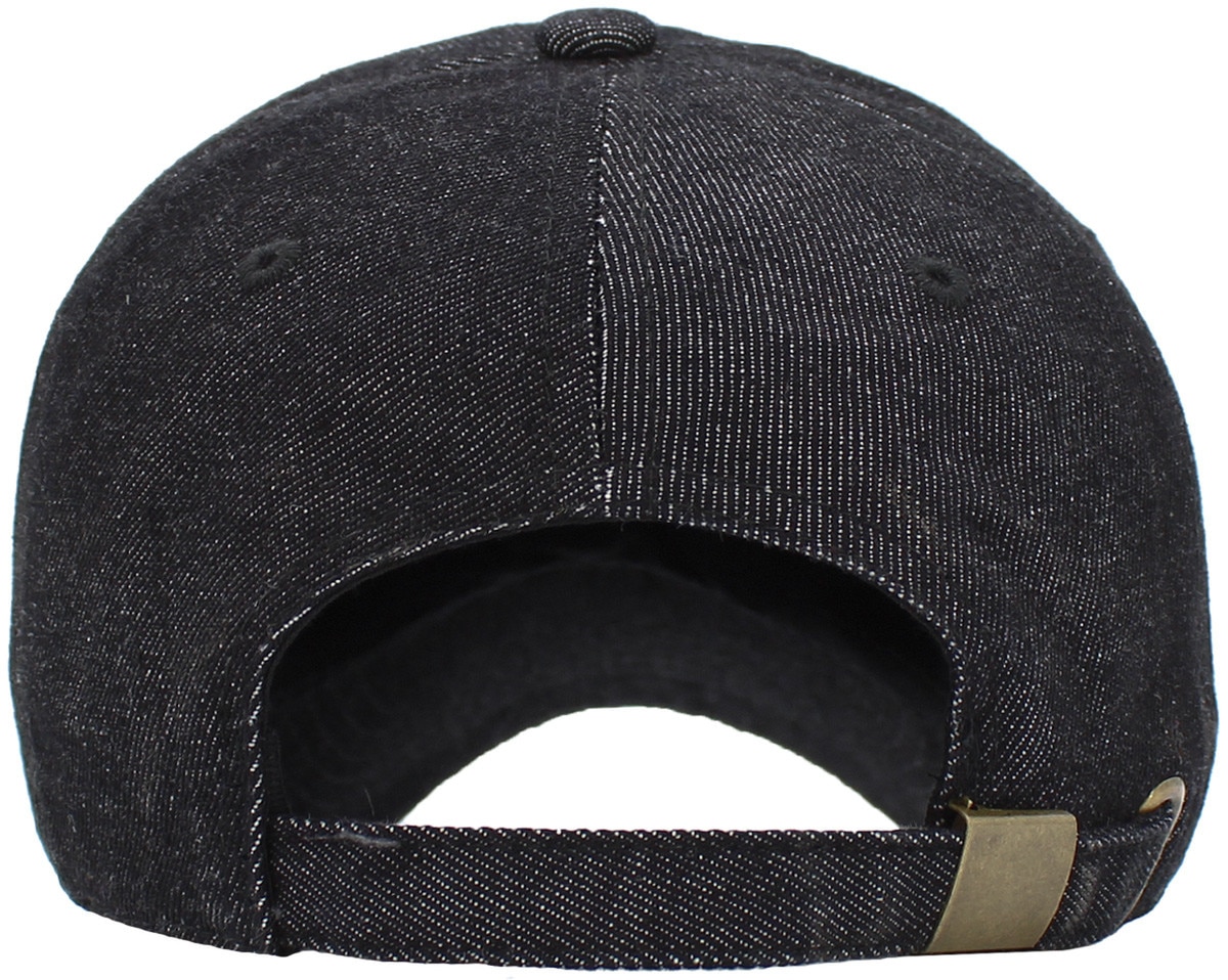 Black Denim Low Profile Baseball Caps Back View